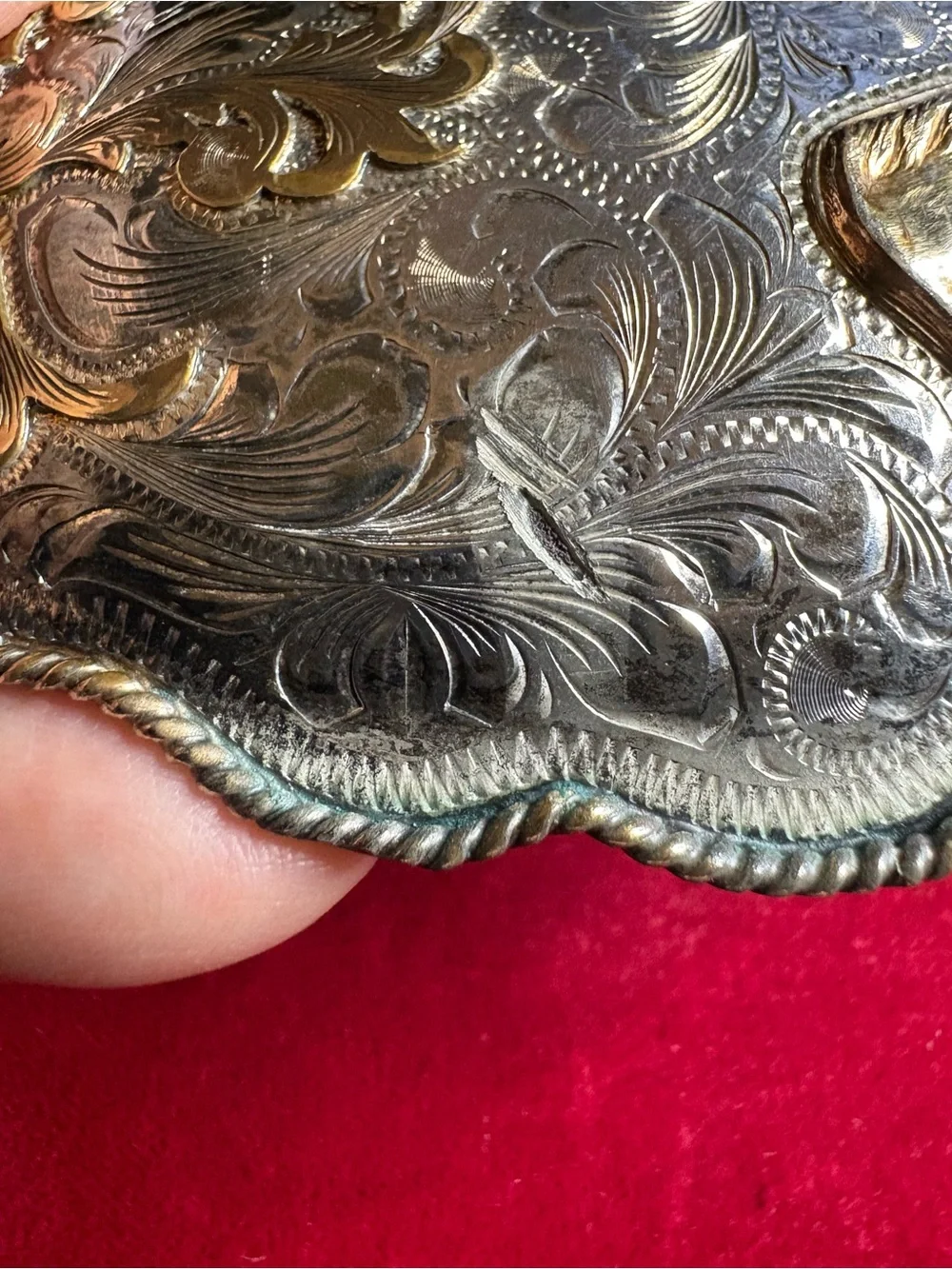 Belt Buckle Fleming Sterling Silver Overlaid Mexico Gold Filled Western Trophy